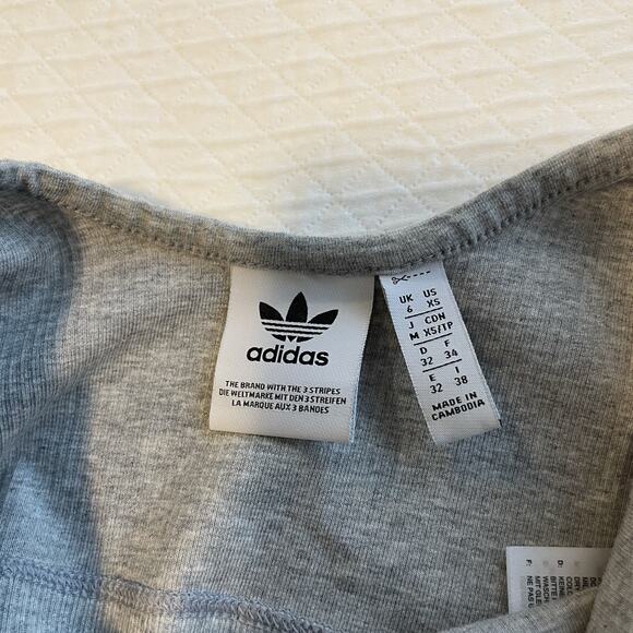 Adidas Originals Rib Crop Tank Top Athletic Sports Workout Layering Shirt Sz XS - Picture 8 of 9